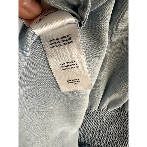 Rails Amina Flutter Sleeve Minidress Light Blue Denim Smocked Waist XS - Picture 9 of 9